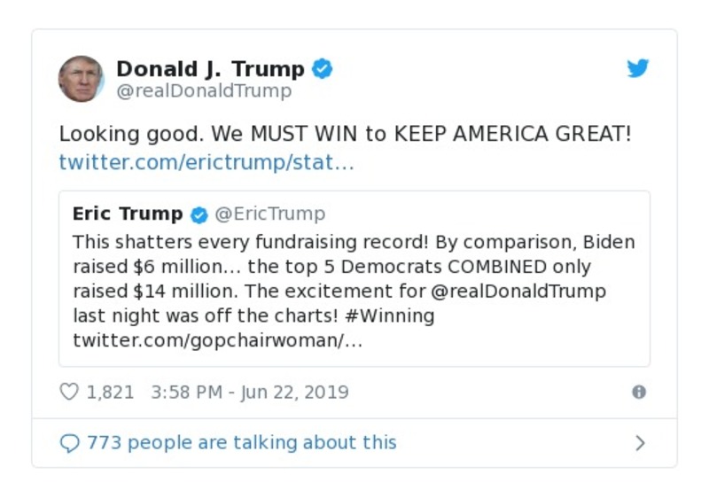 Post image from Donald Trump