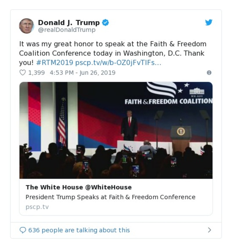 Post image from Donald Trump