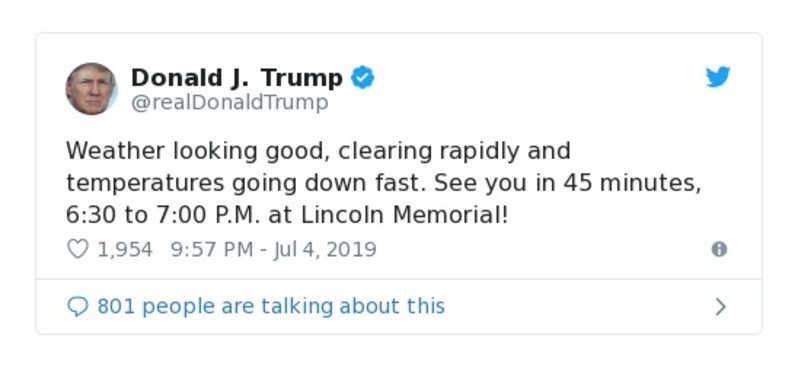 Post image from Donald Trump