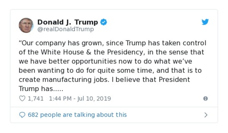 Post image from Donald Trump