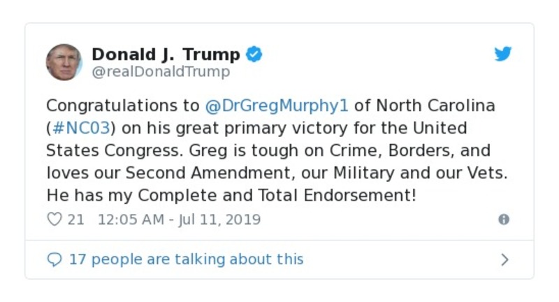 Post image from Donald Trump