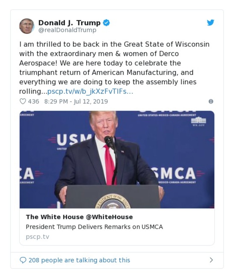 Post image from Donald Trump