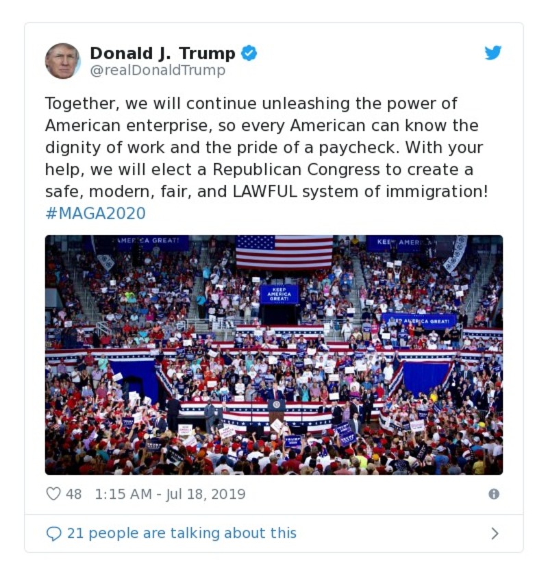 Post preview from Donald Trump