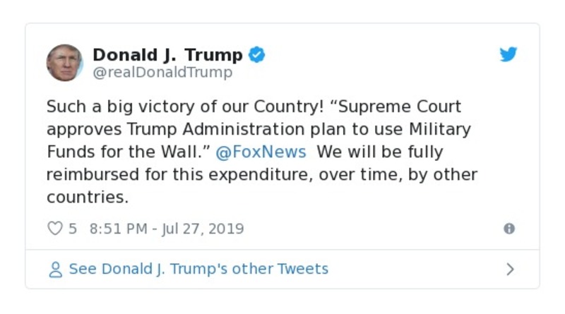 Post image from Donald Trump