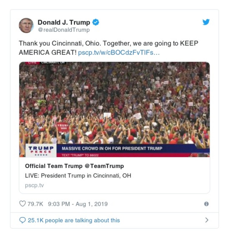 Post image from Donald Trump