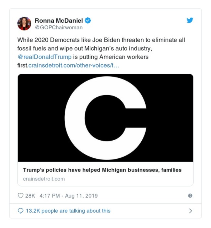 Post preview from Donald Trump