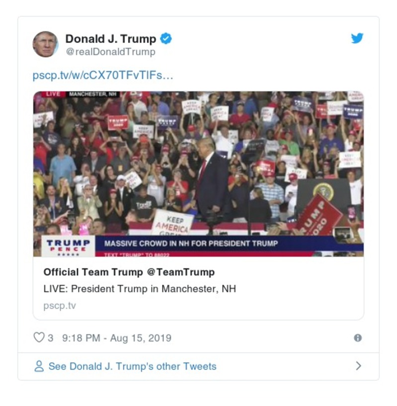 Post image from Donald Trump