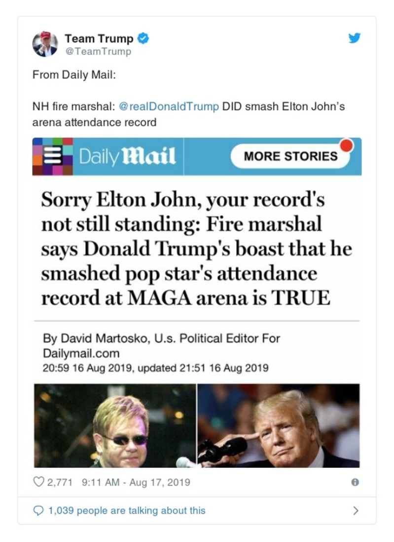 Post image from Donald Trump