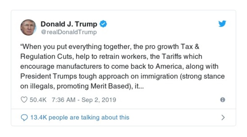 Post preview from Donald Trump