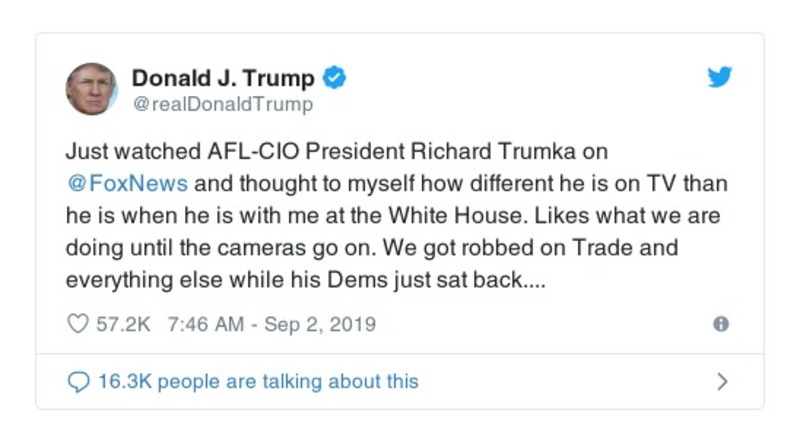 Post image from Donald Trump