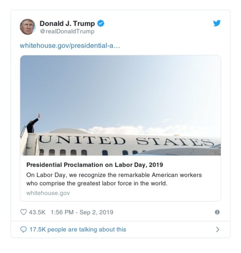 Post image from Donald Trump