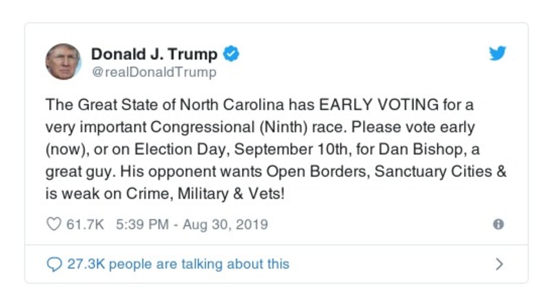 Post image from Donald Trump