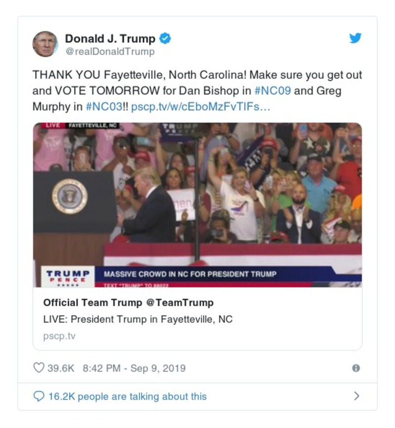 Post image from Donald Trump