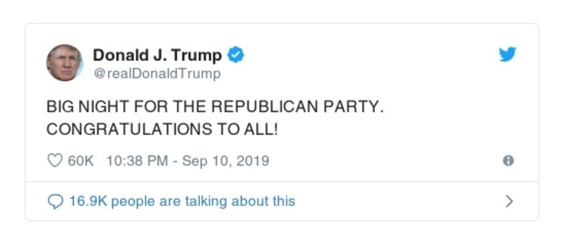 Post image from Donald Trump