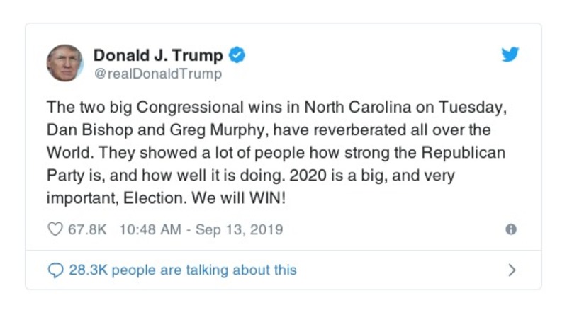 Post image from Donald Trump