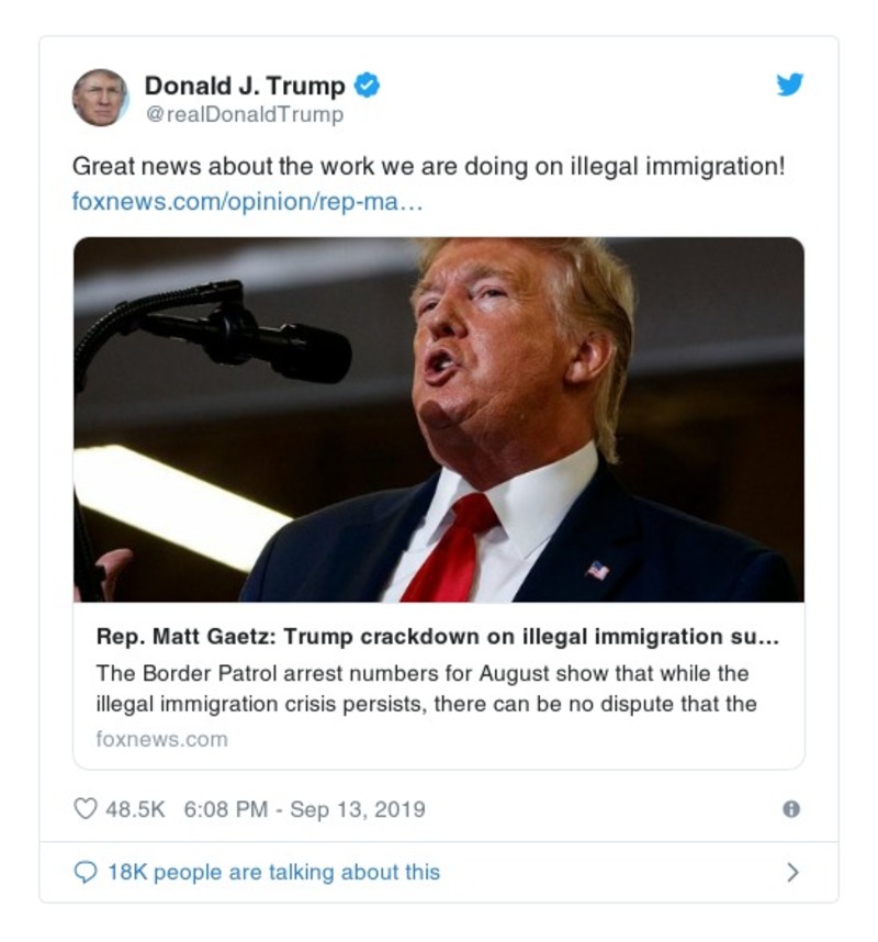 Post preview from Donald Trump