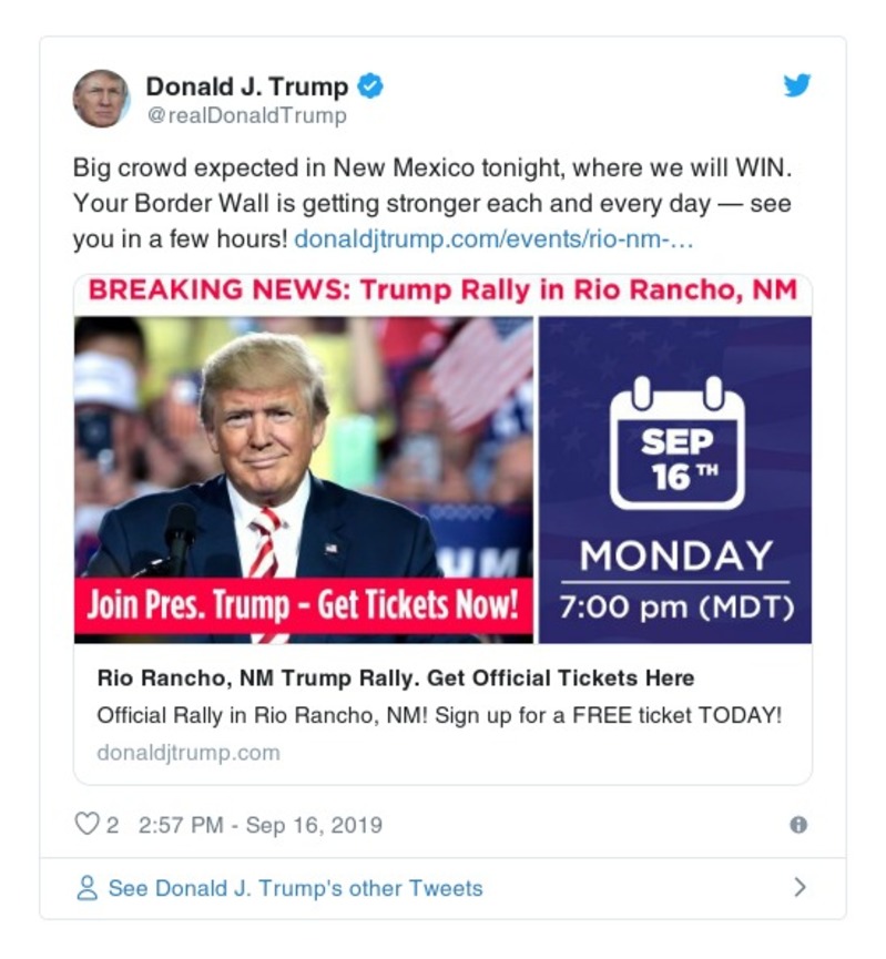 Post image from Donald Trump