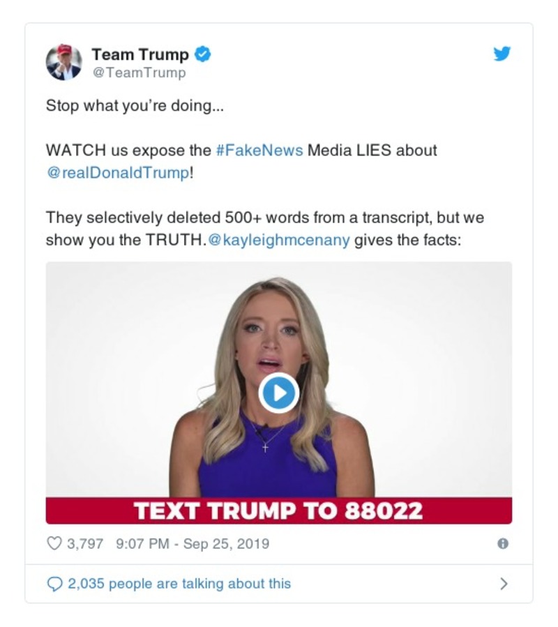 Post image from Donald Trump