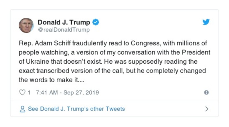 Post preview from Donald Trump