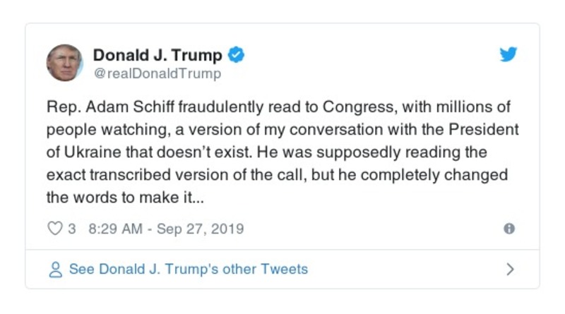 Post preview from Donald Trump