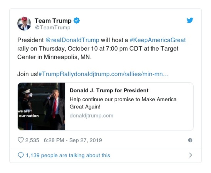 Post image from Donald Trump