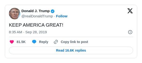 Post image from Donald Trump