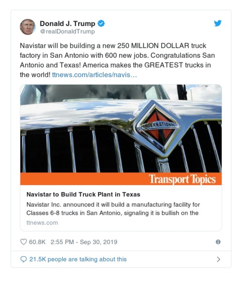 Post image from Donald Trump