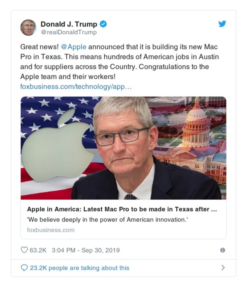 Post image from Donald Trump