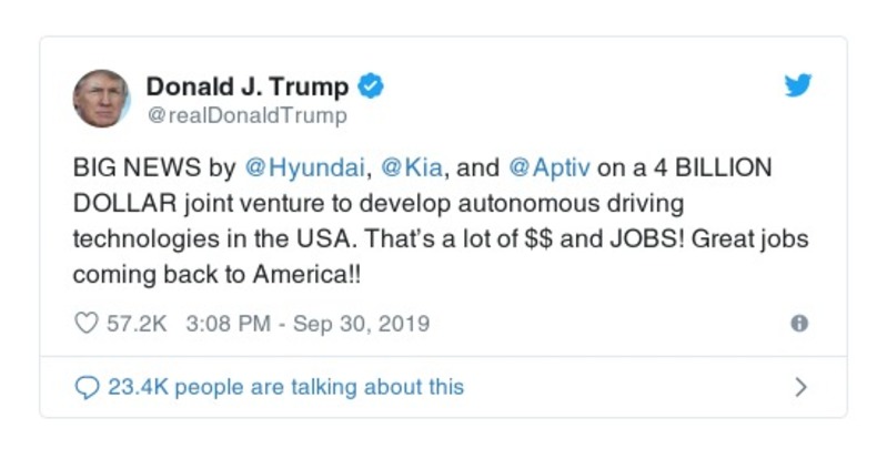 Post image from Donald Trump