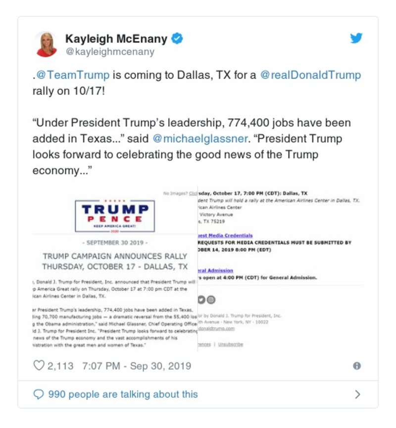 Post image from Donald Trump