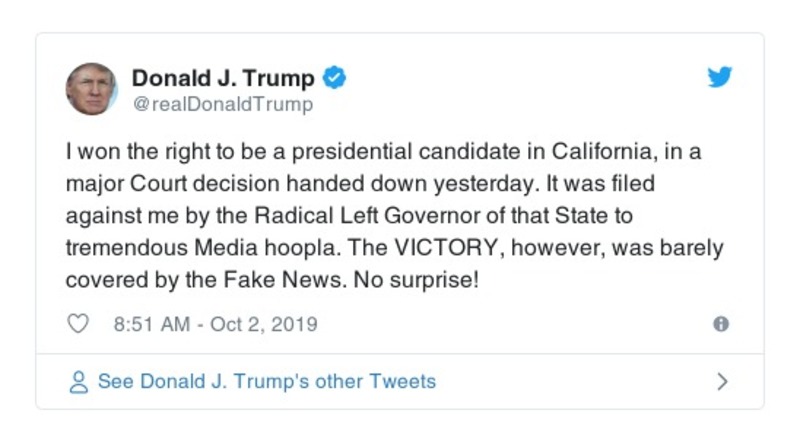 Post image from Donald Trump