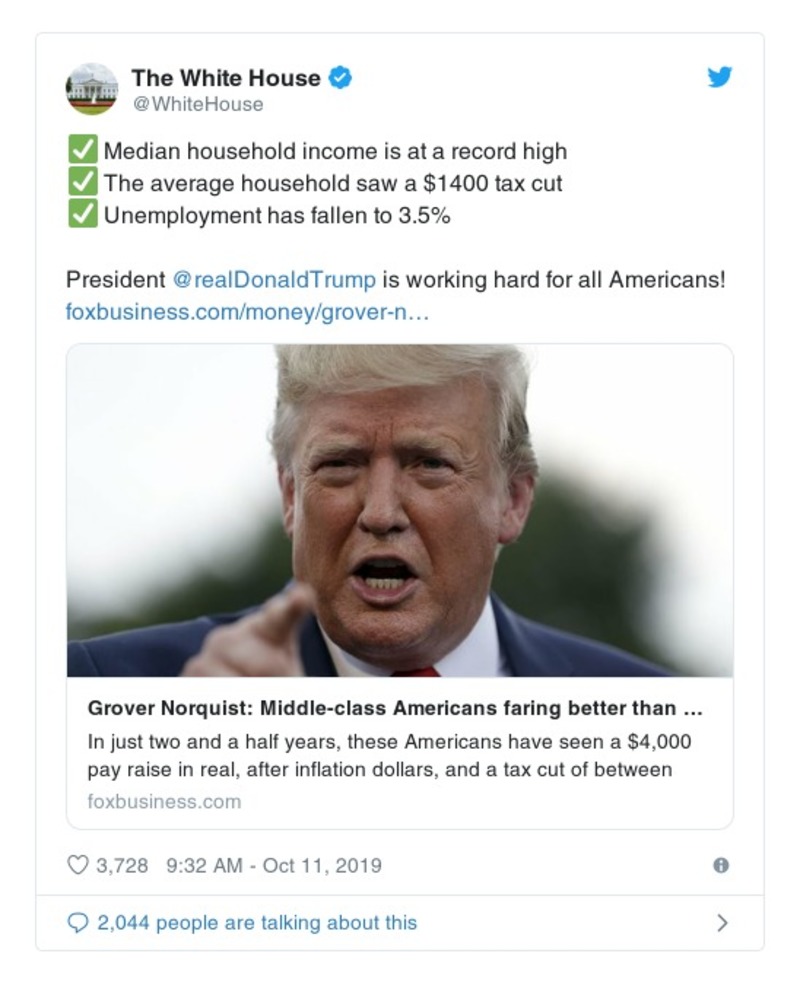 Post image from Donald Trump