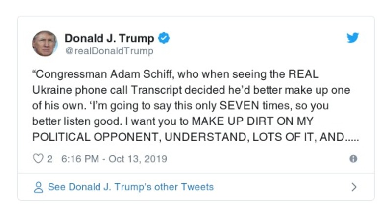 Post preview from Donald Trump