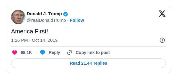 Post image from Donald Trump