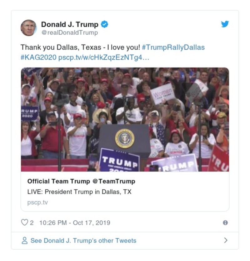 Post image from Donald Trump