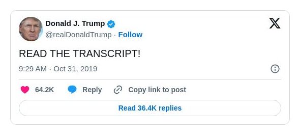 Post image from Donald Trump