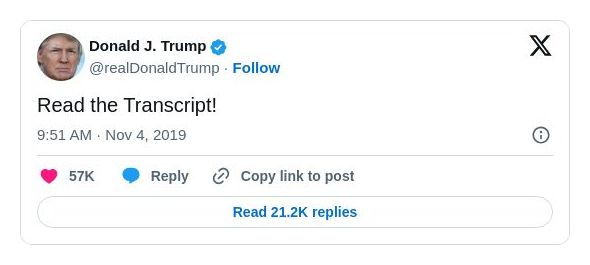 Post image from Donald Trump