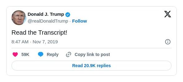 Post image from Donald Trump