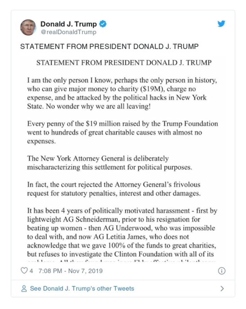 Post image from Donald Trump