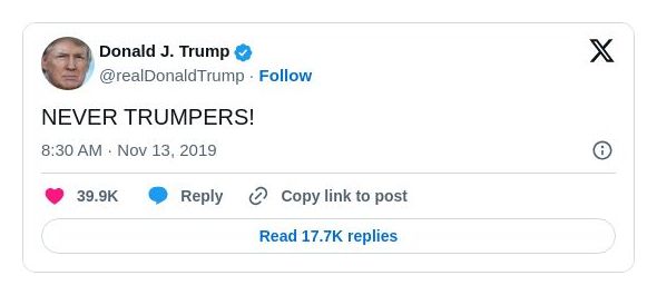 Post image from Donald Trump