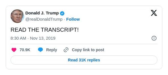 Post image from Donald Trump