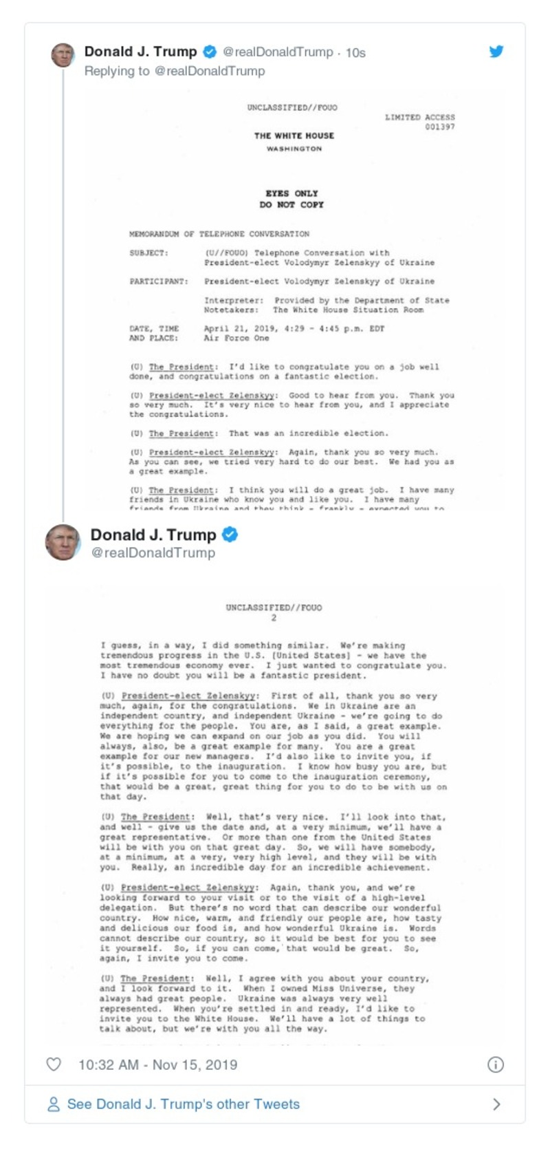 Post image from Donald Trump