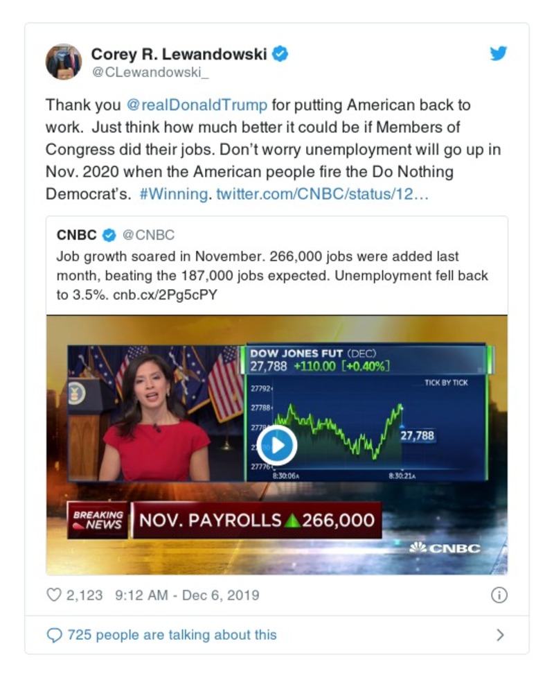 Post image from Donald Trump