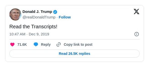 Post image from Donald Trump