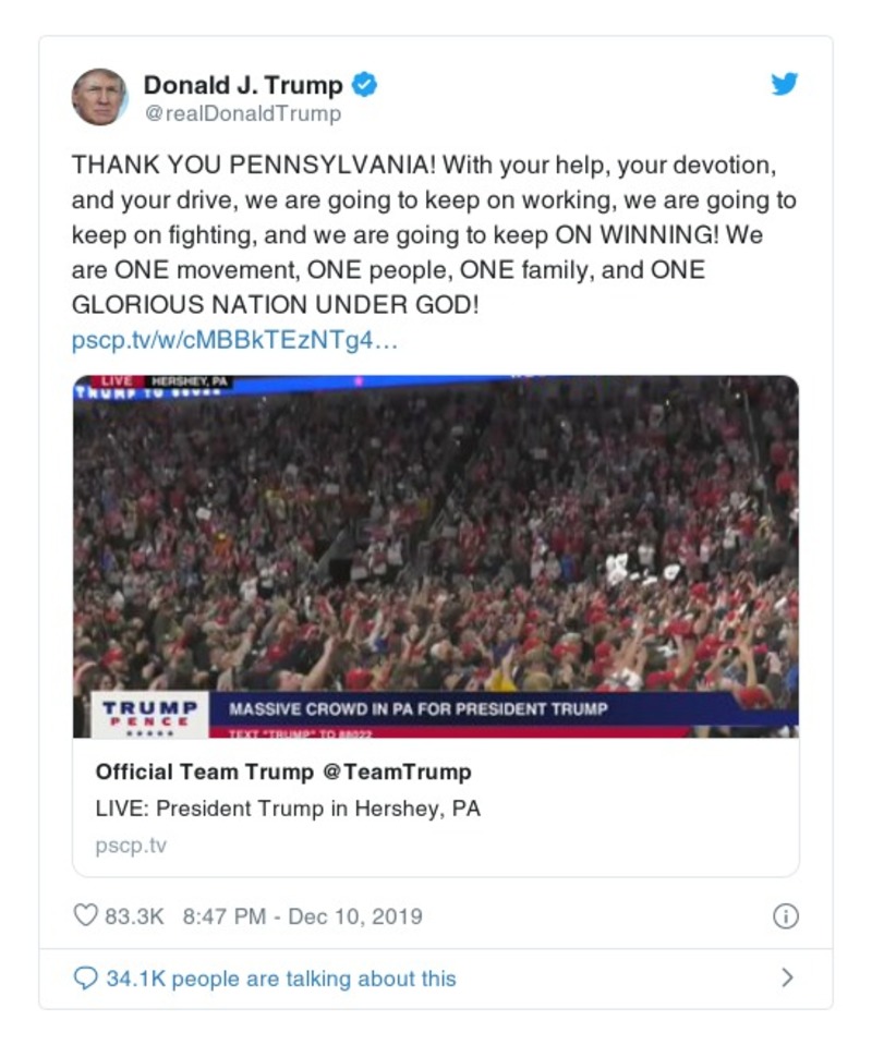 Post image from Donald Trump