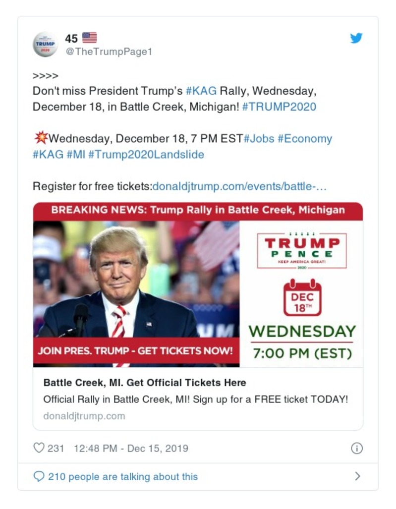 Post image from Donald Trump