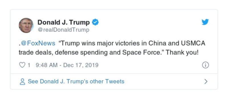 Post preview from Donald Trump