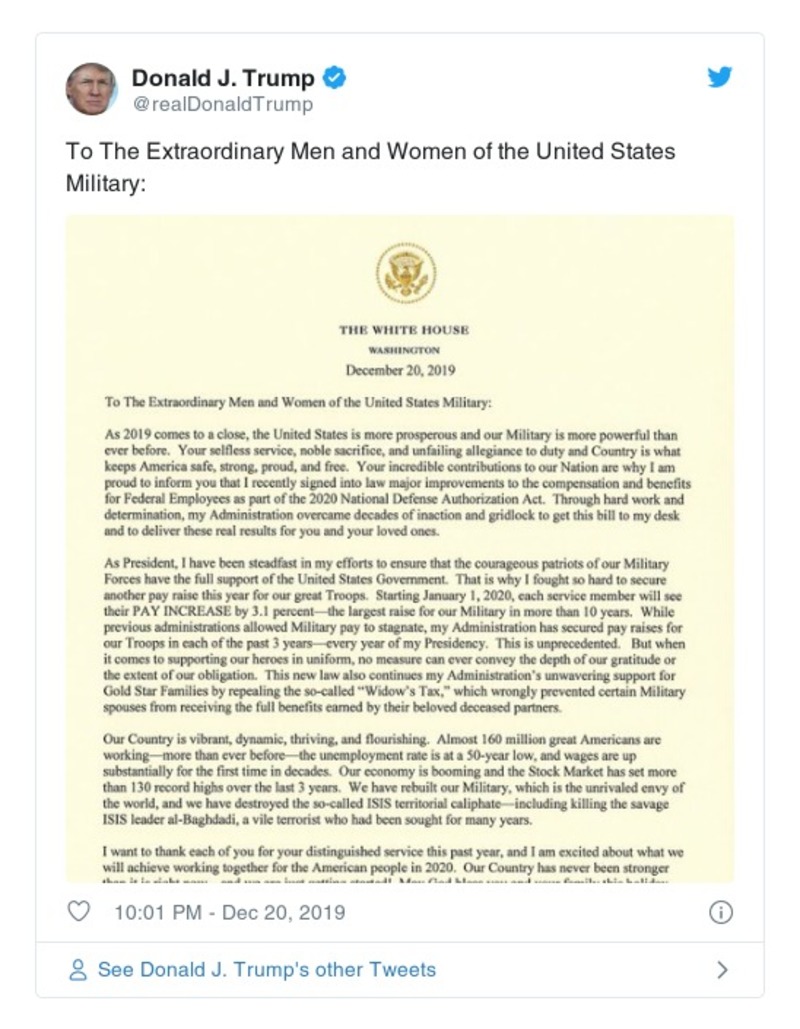 Post image from Donald Trump