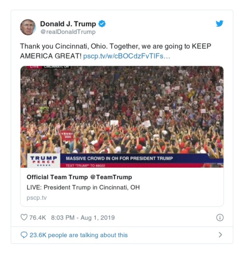 Post image from Donald Trump