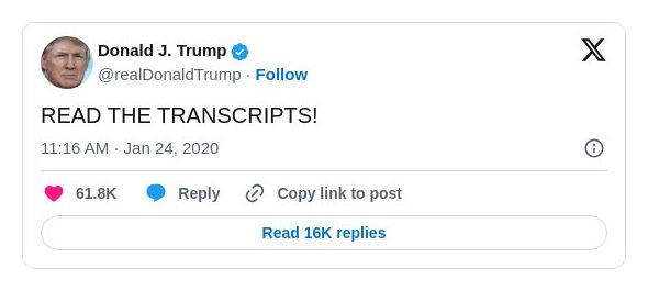 Post image from Donald Trump